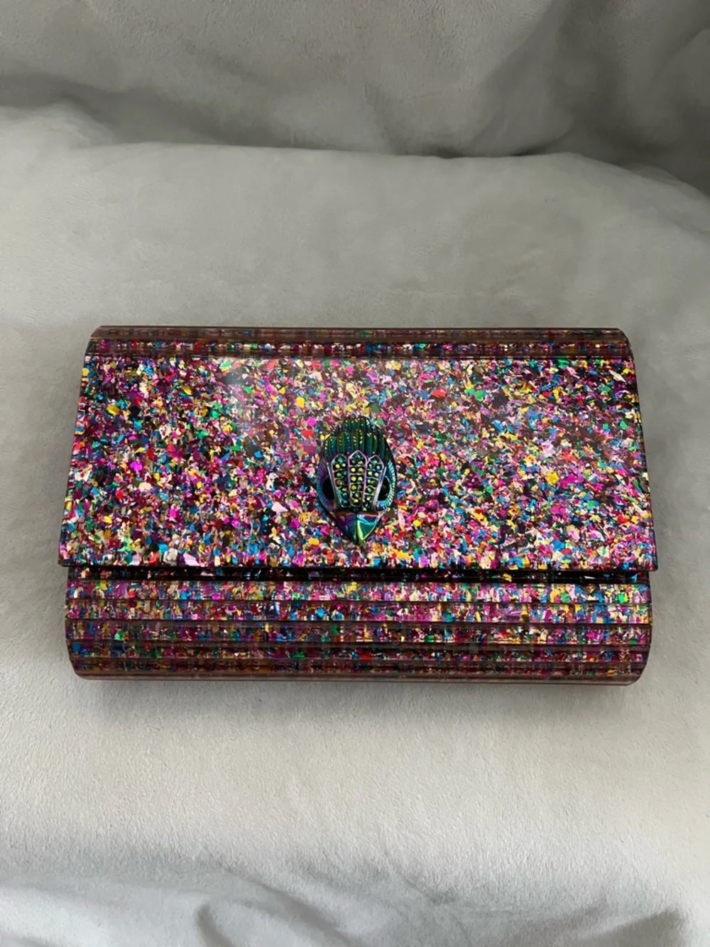 Kurt Geiger Multicolor Sequin Clutch with Iridescent Beetle Clasp - Picture 1 of 3